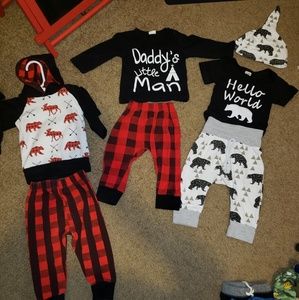 3 month custom baby boy outfits. Buffalo plaid